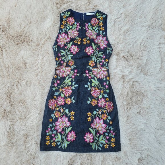 Alice + Olivia Dresses & Skirts - Alice + Olivia Nat Poplin Embroidered Floral Dress